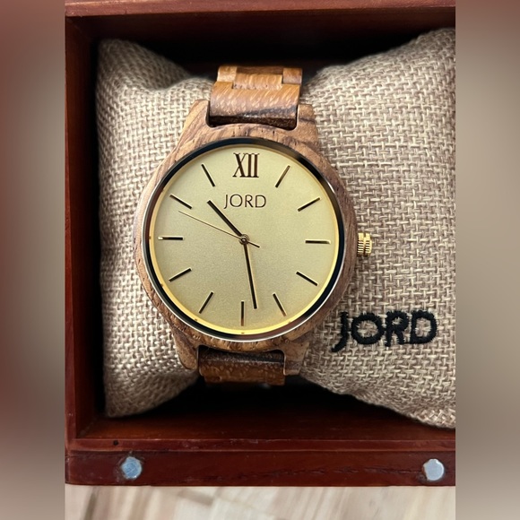 JORD Frankie Zebrawood and Champagne Watch with Gorgeous Wood Box NWOT Handmade